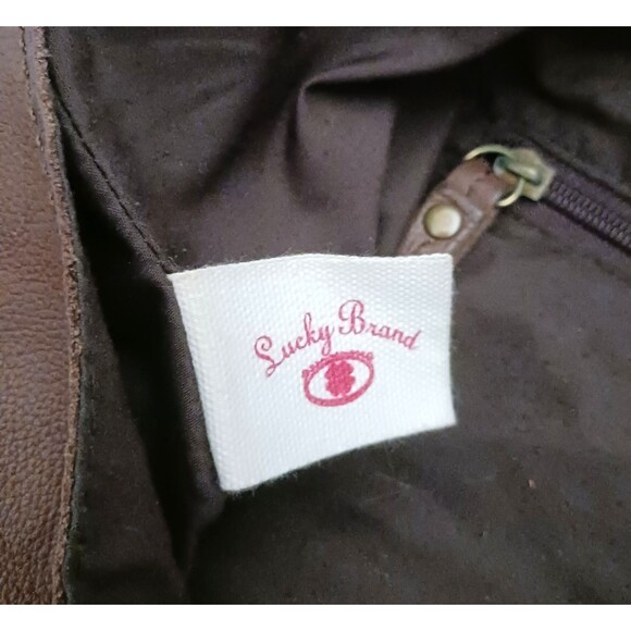 Lucky Brand Flap Hobo Brown Leather Hollywood & Vine Brass Feather Bag Charms - Picture 8 of 10